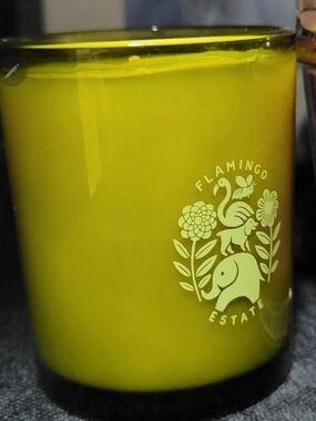 Flamingo Estate Rare Tomato Heirloom Green Glass Candle Holder